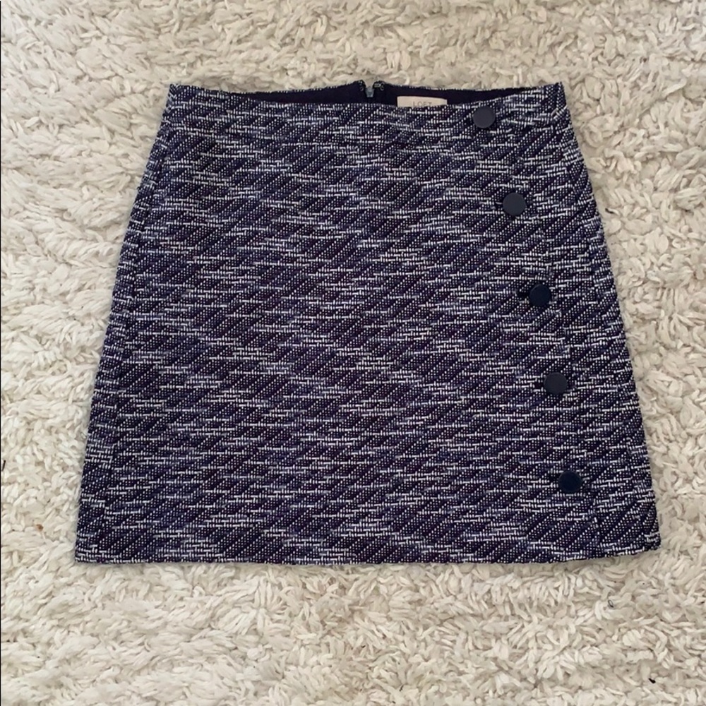 Navy Blue Tweed Skirt from Loft